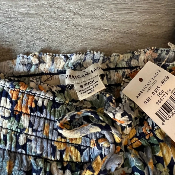 American Eagle Outfitters Mini Dress Women’s Floral Puff Sleeve Off Shoulder Sma - Picture 10 of 15